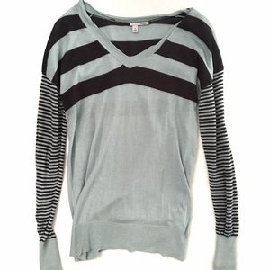 Halogen Blue and Navy Stripe V Neck Sweater